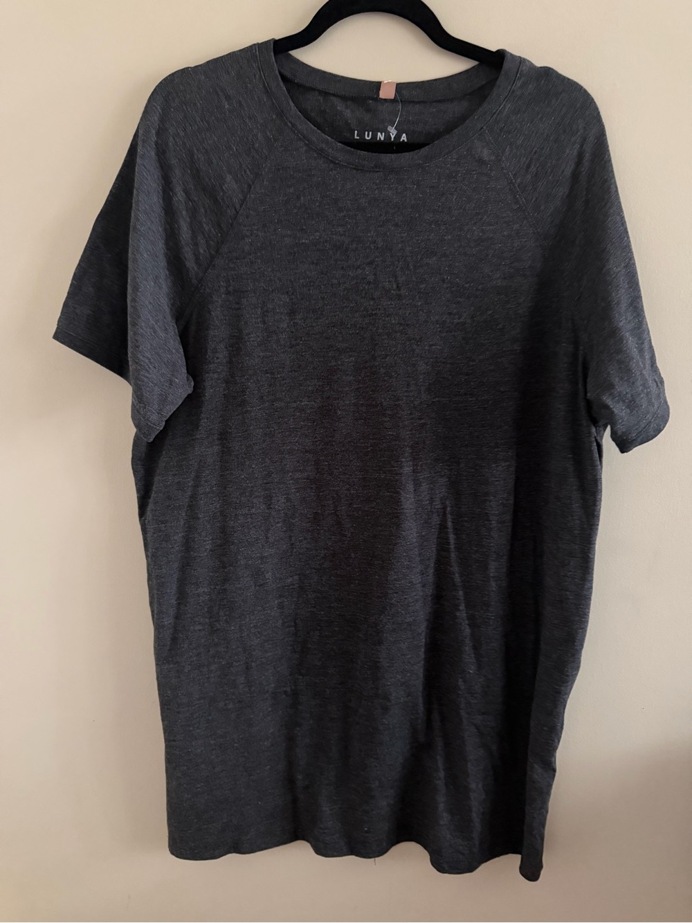 lunya Dark Charcoal Short Sleeve Crewneck Tee Dress